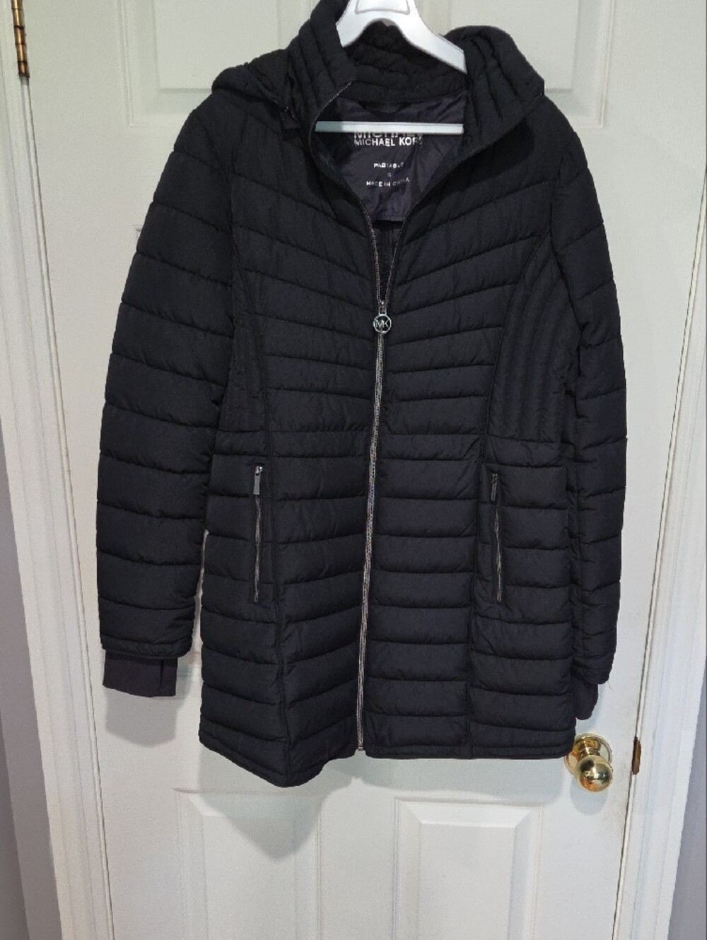 MICHAEL Michael Kors Black Quilted HoodedPackable Puffer Jacket Size S - Picture 4 of 8